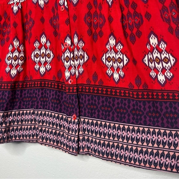 Maeve Anthropologie Women Top 4 Red Paisley Woodland Walk Button Down Shirt - Picture 5 of 11
